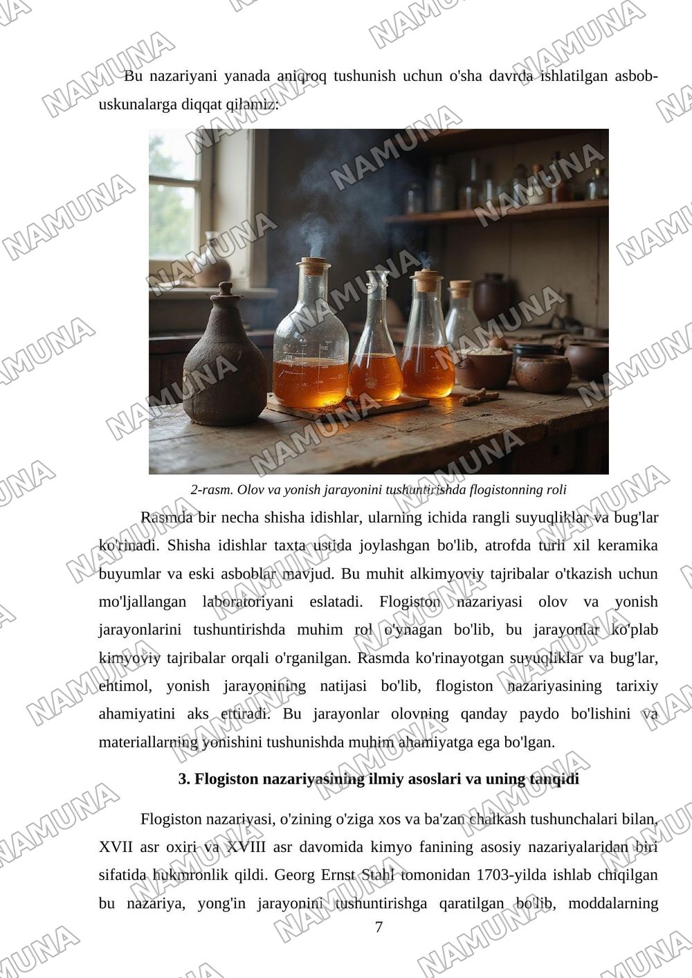 Flogiston nazariyasining mohiyati va tarixiy ahamiyati — mustaqil ish, 7-varaq