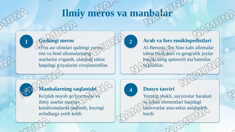 O'rta asrlarda tabiatshunoslik va yer haqidagi bilimlar. — taqdimot, 4-slayd