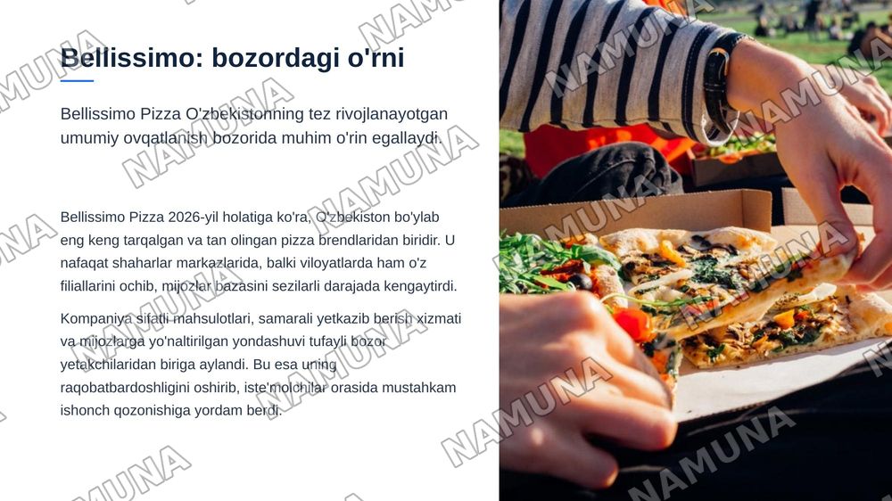 Bellissimo pizza haqida — zamonaviy taqdimot, 3-slayd