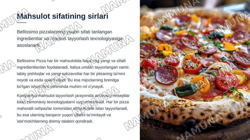 Bellissimo pizza haqida — zamonaviy taqdimot, 5-slayd