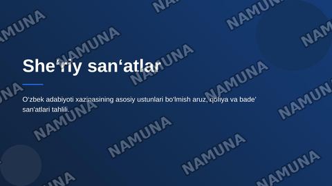 She‘riy san‘atlar. Ilmi aruz, ilmi qofiya, ilmi bade‘. — zamonaviy taqdimot