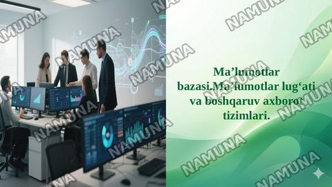 Maʼlumotlar bazasi.Maʼlumotlar lugʻati va boshqaruv axborot tizimlari. — taqdimot