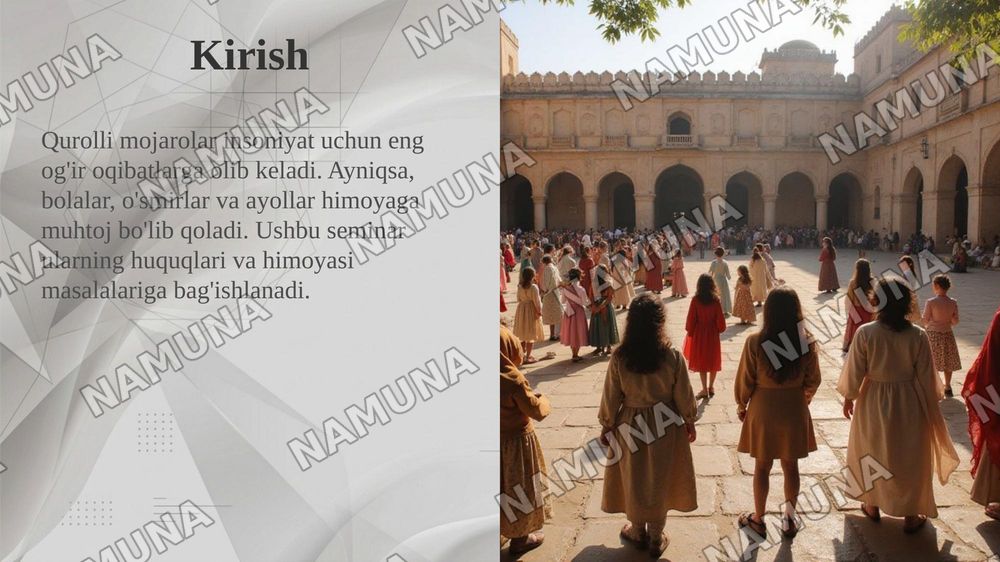 Qurolli monarolarda bolalar,o'smirlar va ayollarni himoya qilish — taqdimot, 3-slayd