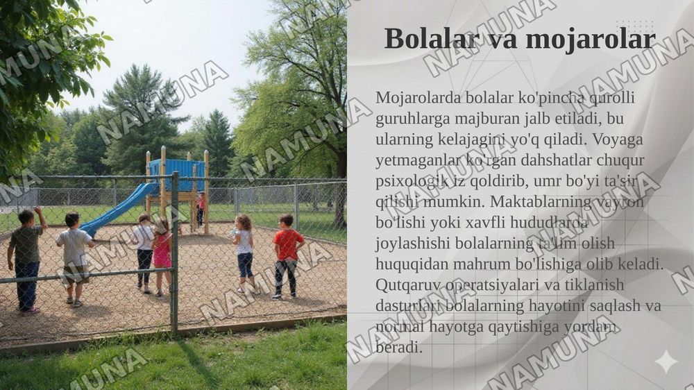 Qurolli monarolarda bolalar,o'smirlar va ayollarni himoya qilish — taqdimot, 5-slayd
