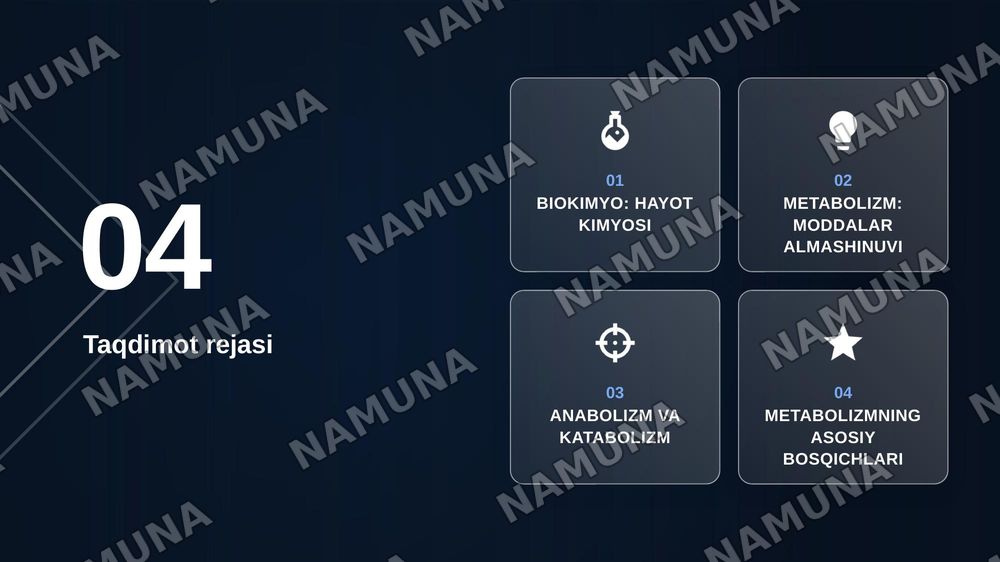 Biokimyo tani va uning vazifasi bilan tanishtirish. Moddalar almashinuviga kirish. Metabolizm Tog'risida tushuncha. Ovgatlanish biokimyosi — zamonaviy taqdimot, 2-slayd