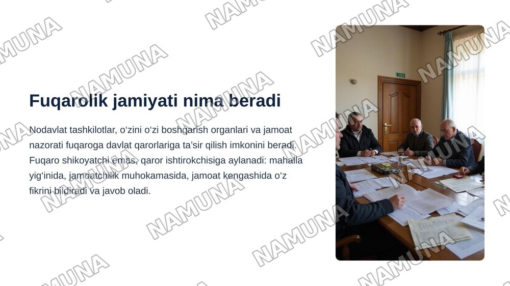 O‘ZBEKISTONDA DEMOKRATIK, FUQAROLIK JAMIYATI ASOSLARINING SHAKLLANISHI VA AMALGA OSHIRILGAN SIYOSIY ISLOHOTLAR — zamonaviy taqdimot, 5-slayd