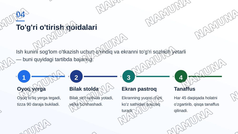 Ergonamik ish o'rni — zamonaviy taqdimot, 5-slayd