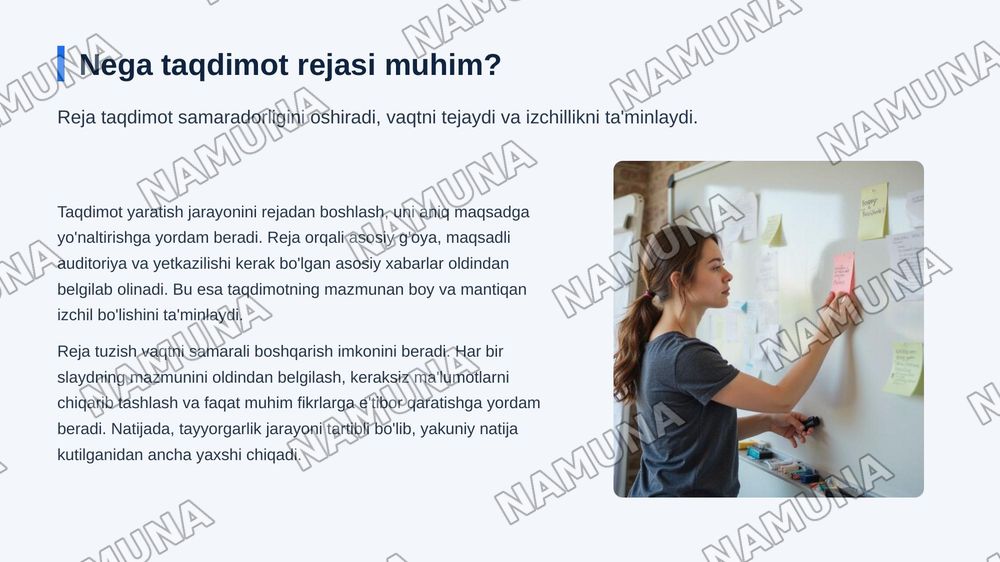 Taqdimotni yaratish rejasi. Maketni tanlash va slaydga 
matn, tasvir, ovoz qoʻshish — zamonaviy taqdimot, 3-slayd