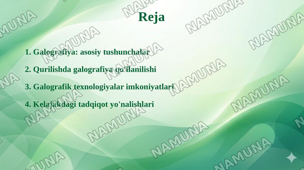 Galografiya haqida tushuncha va qurilishda qo'llanish sohalari — taqdimot, 2-slayd