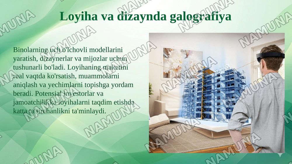 Galografiya haqida tushuncha va qurilishda qo'llanish sohalari — taqdimot, 7-slayd