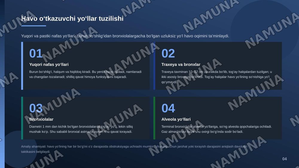 O‘pka, o‘pka ildizi va havo o‘tkazuvchi yo‘llarning klinik anatomiyasi
O‘pka jarohatiga chok qo‘yish — zamonaviy taqdimot, 5-slayd