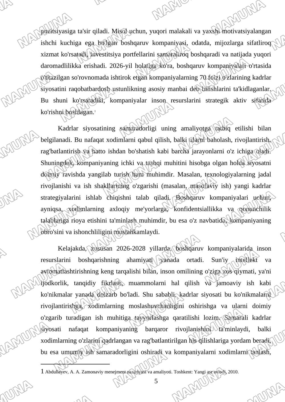 Mavzu: Boshqaruv kompaniyalarda inson resurslarini boshqarish — mustaqil ish, 5-varaq