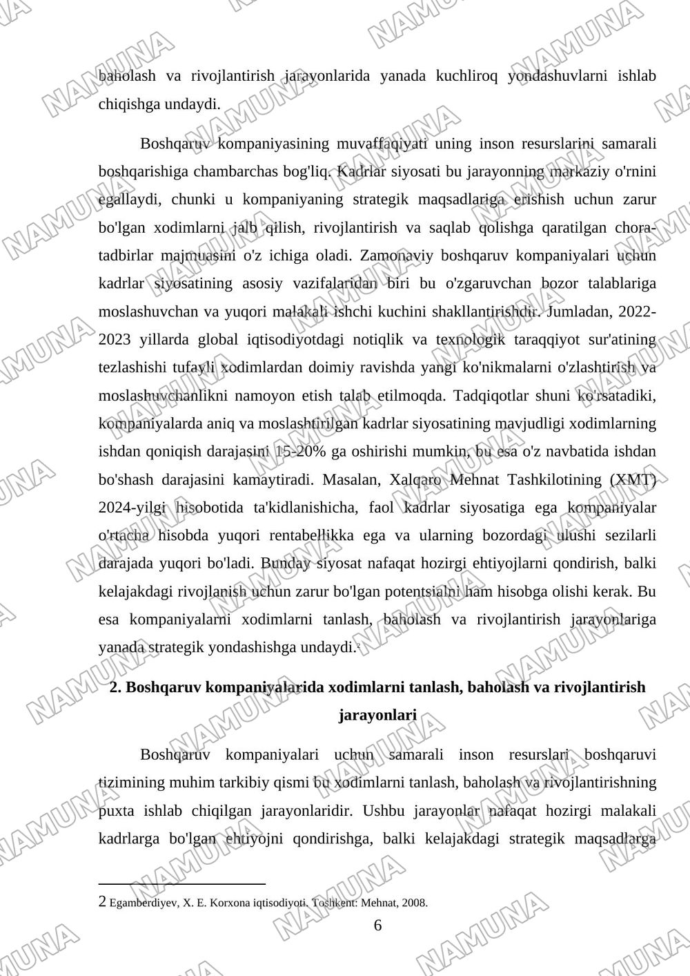 Mavzu: Boshqaruv kompaniyalarda inson resurslarini boshqarish — mustaqil ish, 6-varaq