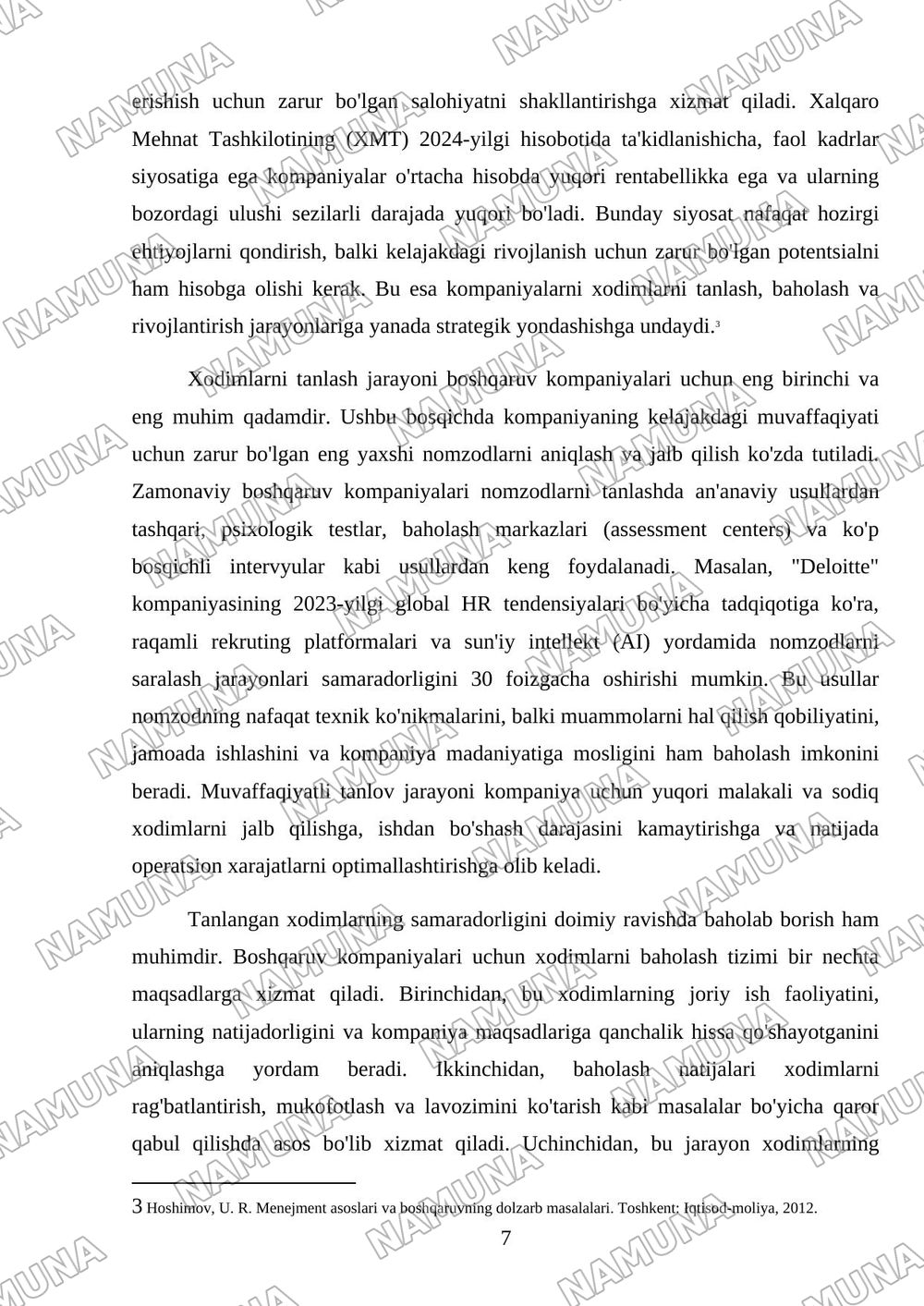 Mavzu: Boshqaruv kompaniyalarda inson resurslarini boshqarish — mustaqil ish, 7-varaq