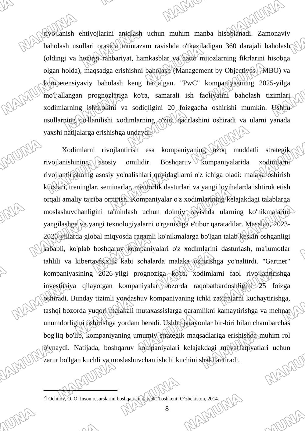Mavzu: Boshqaruv kompaniyalarda inson resurslarini boshqarish — mustaqil ish, 8-varaq