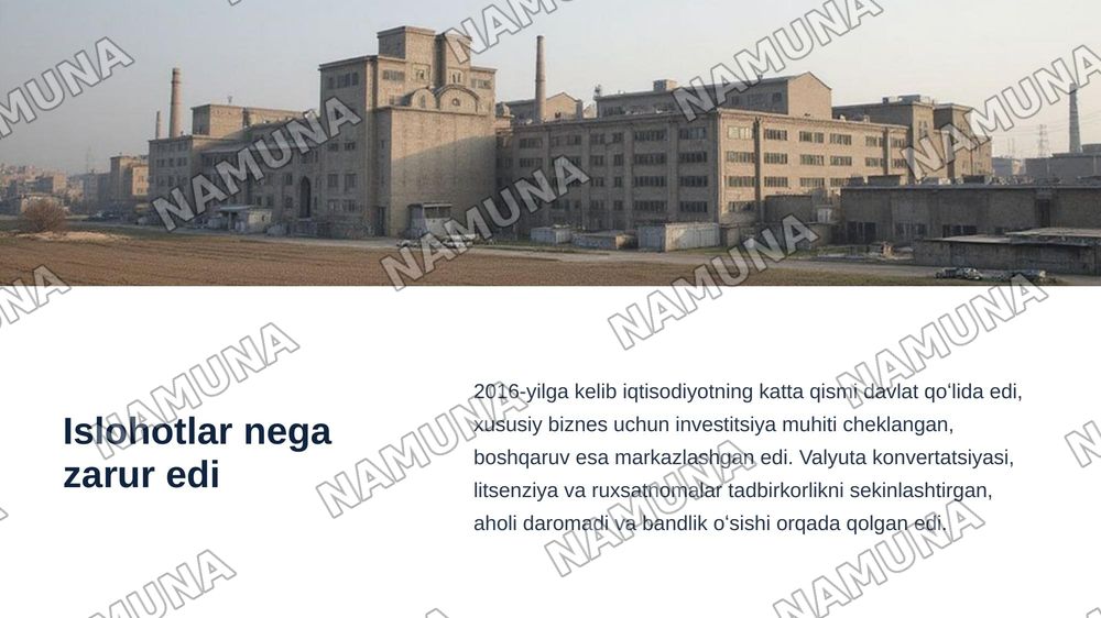 Yangi Oʻzbekistonda prezident Sh.M.Mirziyoyev rahbarligi va tashabbusi ostida amalga oshirilayotgan islohotlar — zamonaviy taqdimot, 3-slayd