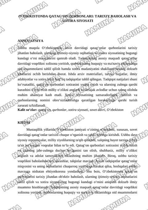 Qatag'on qurbonlari — maqola