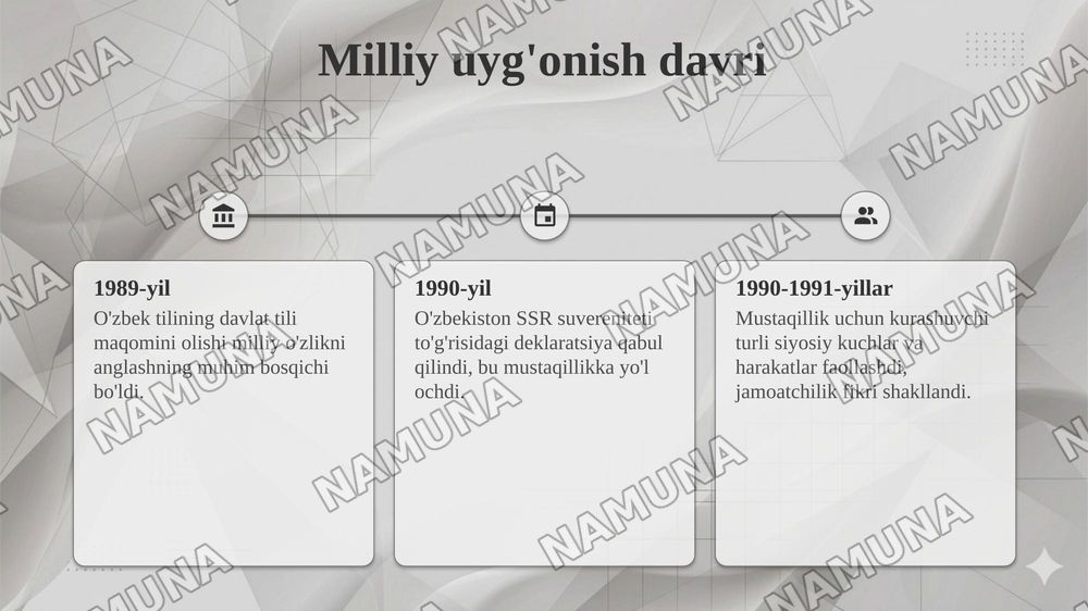 Mustaqillik ka erishish arafasida O'zbekistondagi ijtimoiy siyosiy jarayonlar — taqdimot, 5-slayd