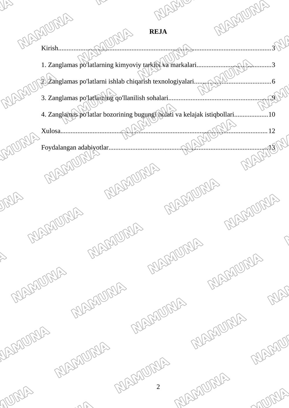 Zanglamas po'latlar (ishlab chiqarish misolida) — mustaqil ish, 2-varaq