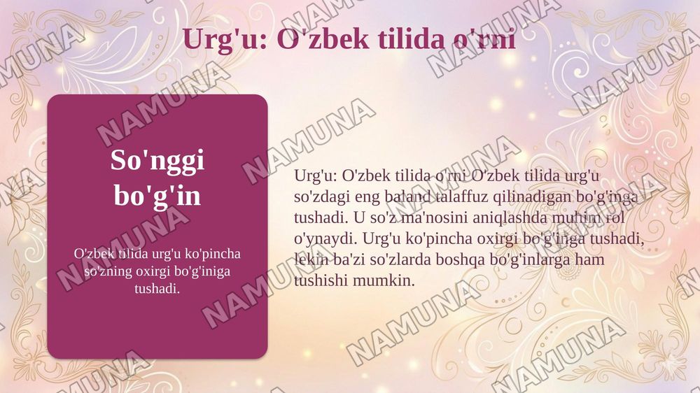 Orfagrafika haqida ma'lumot. Urg'u va bo'g'in — taqdimot, 6-slayd