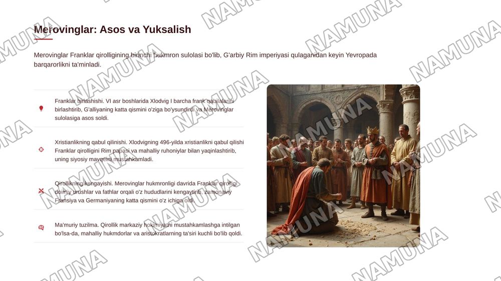 KAROLINGLAR VA MEROVINGLAR SULOLASI VA INQIROZI — zamonaviy taqdimot, 3-slayd