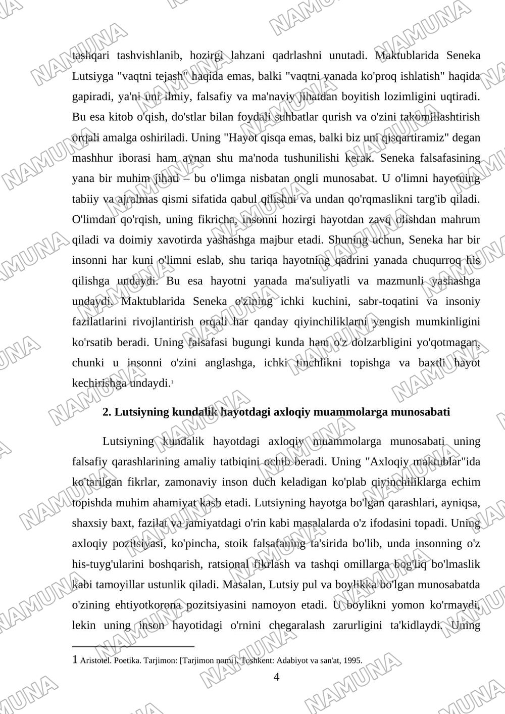 Lutsiyning axloqiy maktublar asosida esse yaratish — mustaqil ish, 4-varaq