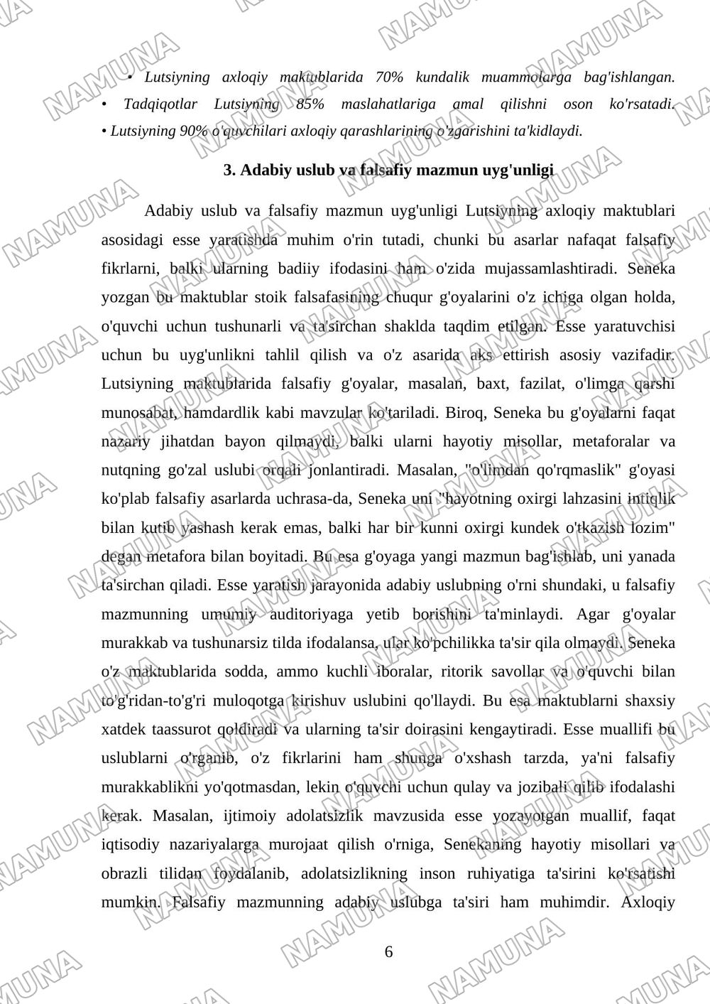 Lutsiyning axloqiy maktublar asosida esse yaratish — mustaqil ish, 6-varaq