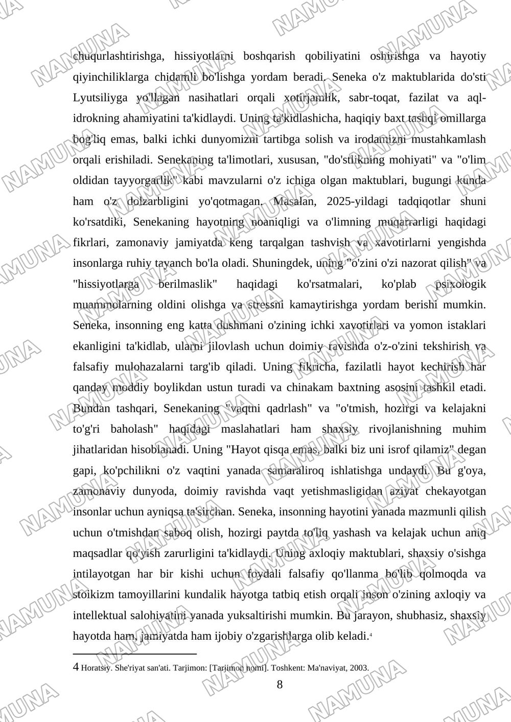 Lutsiyning axloqiy maktublar asosida esse yaratish — mustaqil ish, 8-varaq