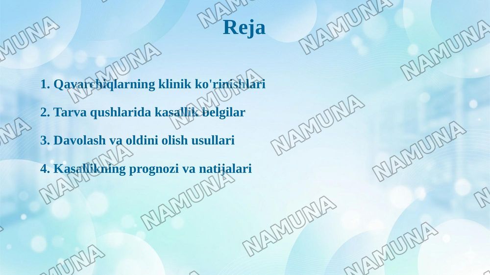 Qavarchiqlarni (Tarva)klinik kechish xususiyatlari — taqdimot, 2-slayd