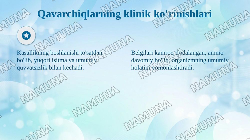 Qavarchiqlarni (Tarva)klinik kechish xususiyatlari — taqdimot, 5-slayd