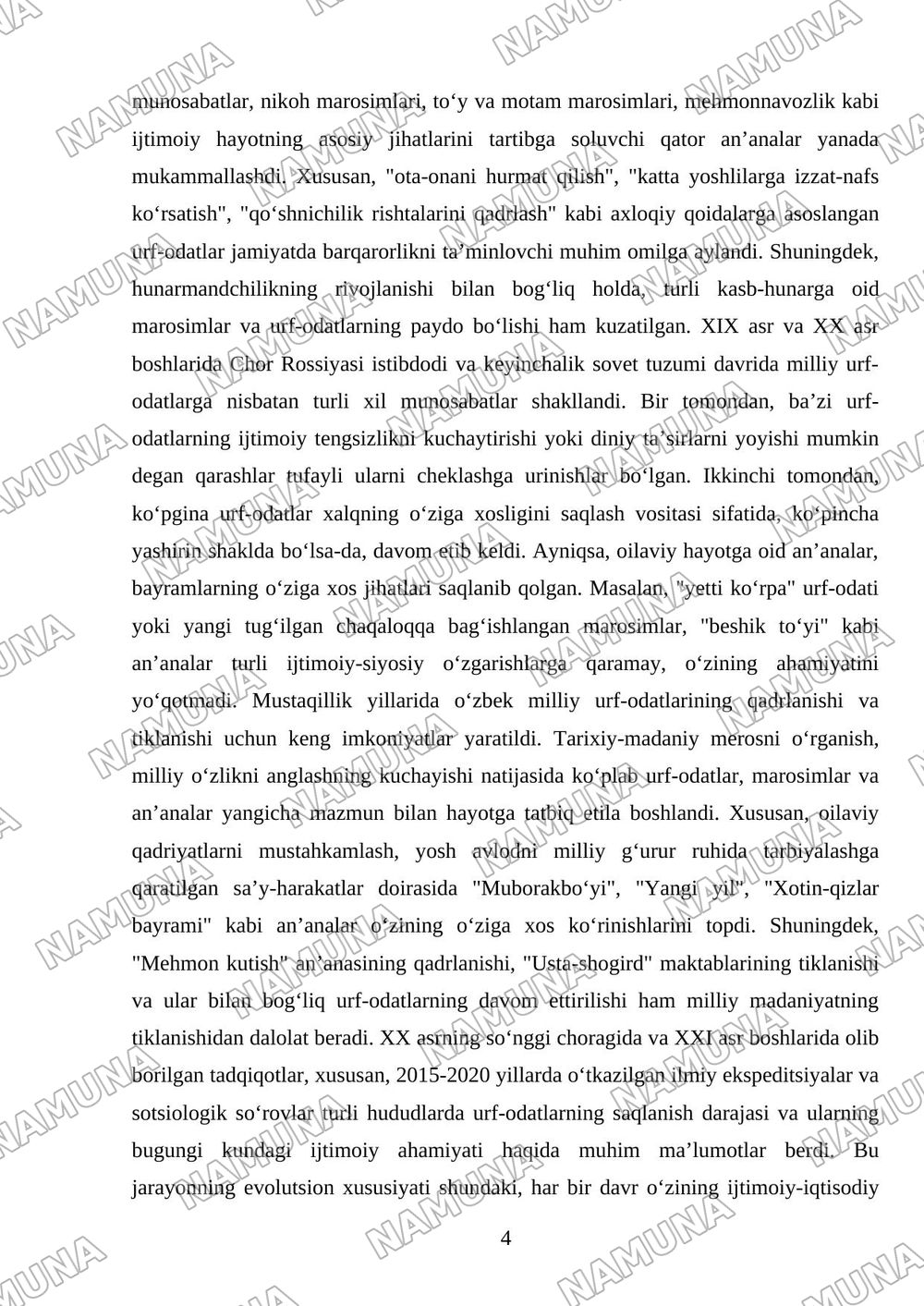 Milliy urf odatlar qadriyatlar va an'analarning tiklanishi — mustaqil ish, 4-varaq