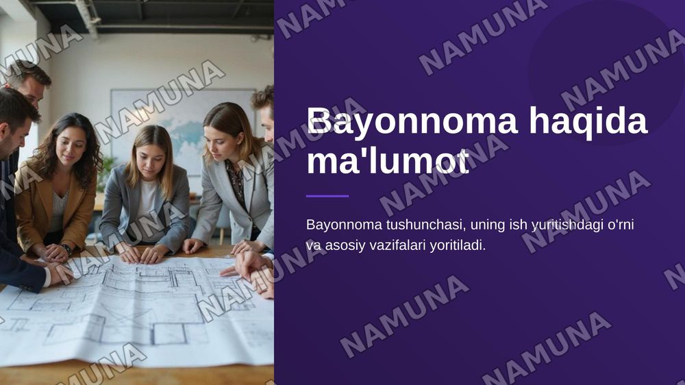 Bayonnoma haqida malumot
Bayonnomaning oziga xos hususiyatlari
Bayonnomadan koʻchirmaning yozilish tartibi — zamonaviy taqdimot, 1-slayd