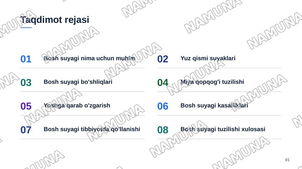Bosh suyagi va qisimlari — zamonaviy taqdimot, 2-slayd