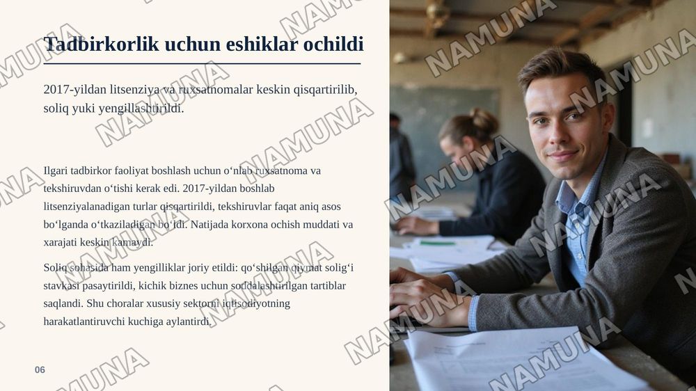 Yangi Oʻzbekistonda prezident Sh.M.Mirziyoyev rahbarligi va tashabbusi ostida amalga oshirilayotgan islohotlar — zamonaviy taqdimot, 7-slayd