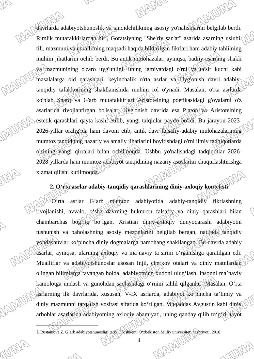 Gʻarb mumtoz adabiyotida adabiy-tanqidiy fikrlash taraqqiyoti — mustaqil ish, 4-varaq