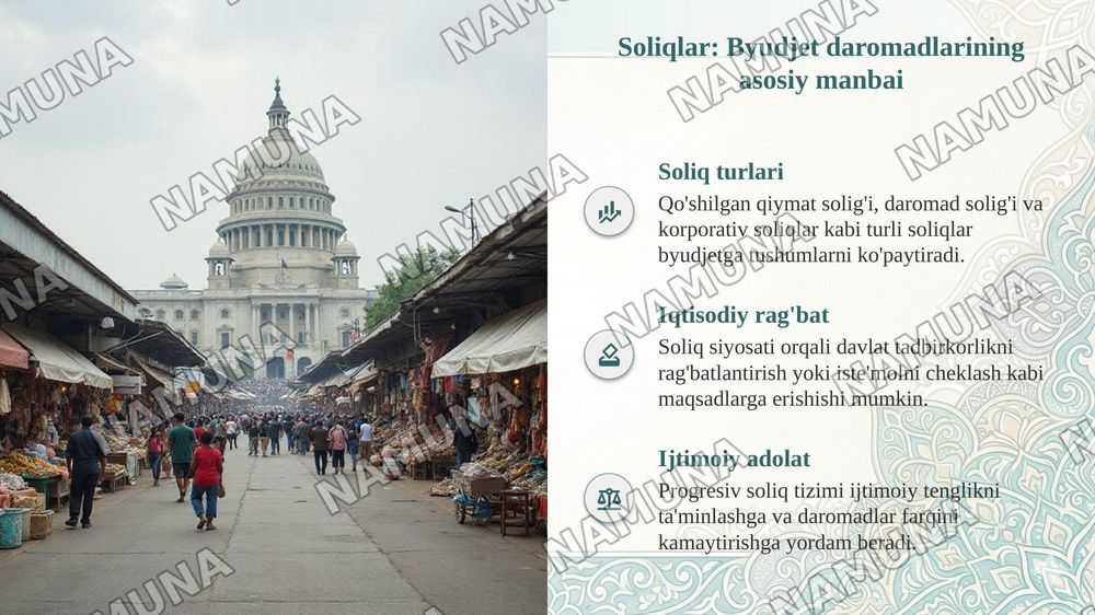 Pul bozori davlat byudjeti soliqlar va davlat qarzi — taqdimot, 6-slayd