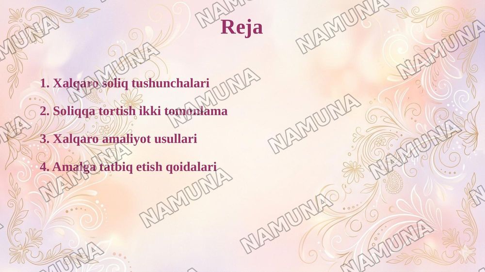 Xalgaro soliq amaliyotida ikki tomonlama soliqqa tortish tartibi — taqdimot, 2-slayd