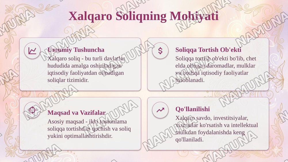 Xalgaro soliq amaliyotida ikki tomonlama soliqqa tortish tartibi — taqdimot, 4-slayd