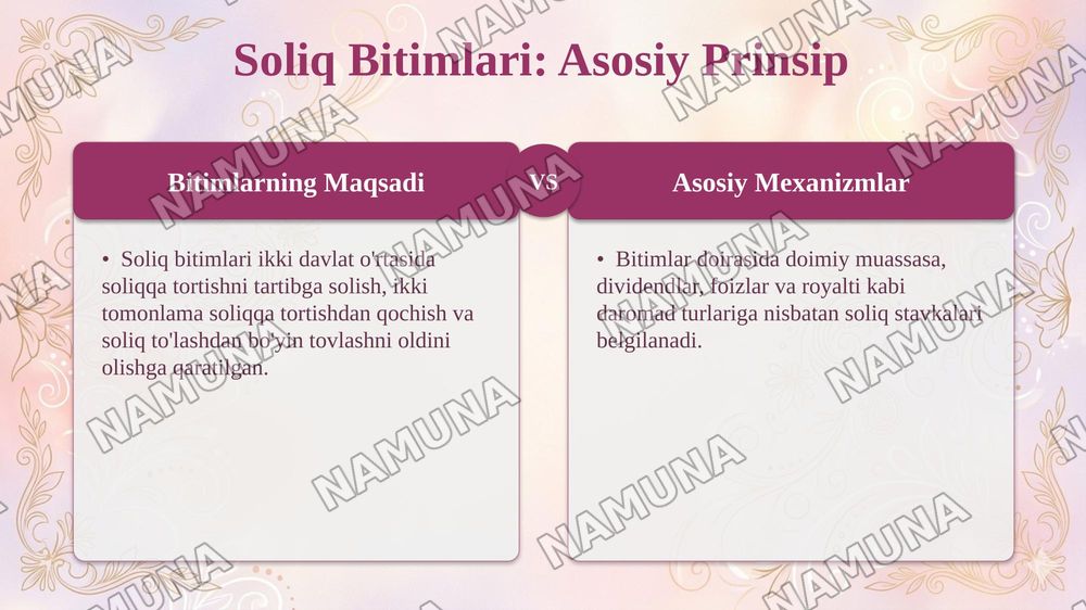 Xalgaro soliq amaliyotida ikki tomonlama soliqqa tortish tartibi — taqdimot, 6-slayd