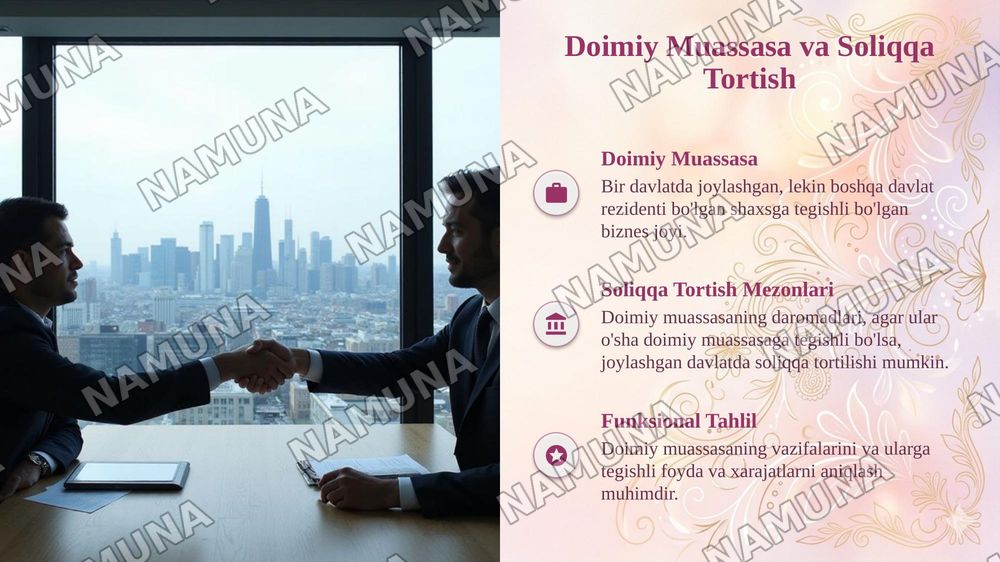 Xalgaro soliq amaliyotida ikki tomonlama soliqqa tortish tartibi — taqdimot, 7-slayd
