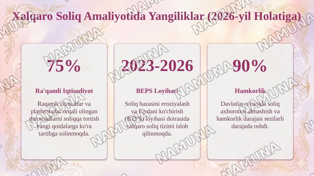 Xalgaro soliq amaliyotida ikki tomonlama soliqqa tortish tartibi — taqdimot, 8-slayd