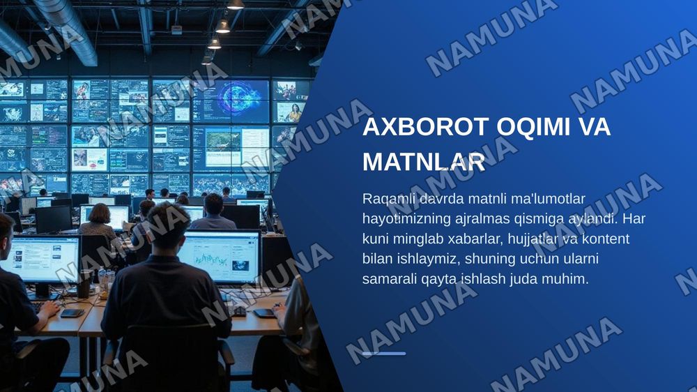 Matnli ma’motlarni qayta ishlash malakalarini shakllantirish — zamonaviy taqdimot, 3-slayd