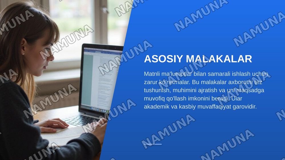 Matnli ma’motlarni qayta ishlash malakalarini shakllantirish — zamonaviy taqdimot, 5-slayd