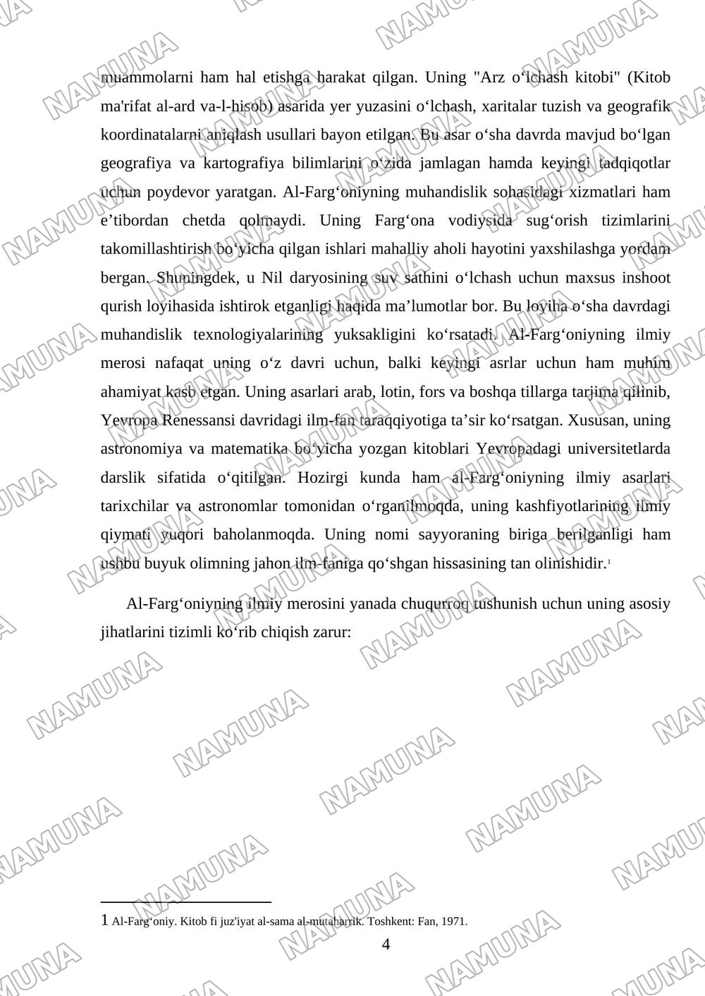 Ahmad al-Fargʻoniy haqida maʼlumotnoma tayyorlash — mustaqil ish, 4-varaq