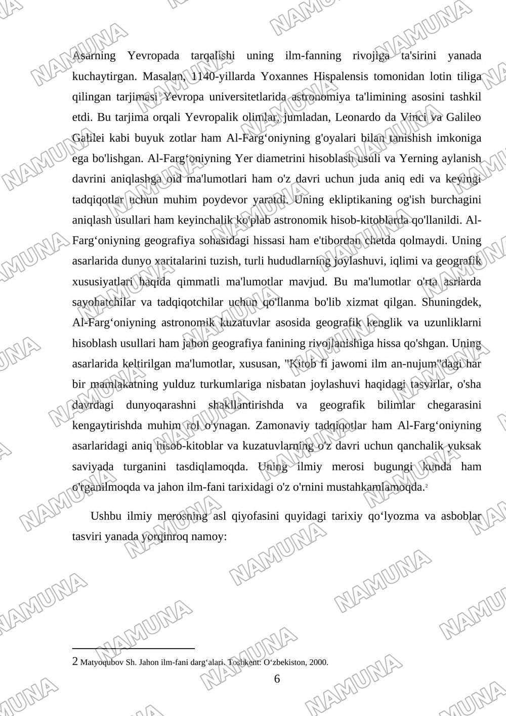 Ahmad al-Fargʻoniy haqida maʼlumotnoma tayyorlash — mustaqil ish, 6-varaq