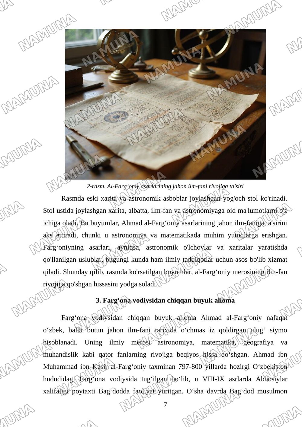 Ahmad al-Fargʻoniy haqida maʼlumotnoma tayyorlash — mustaqil ish, 7-varaq