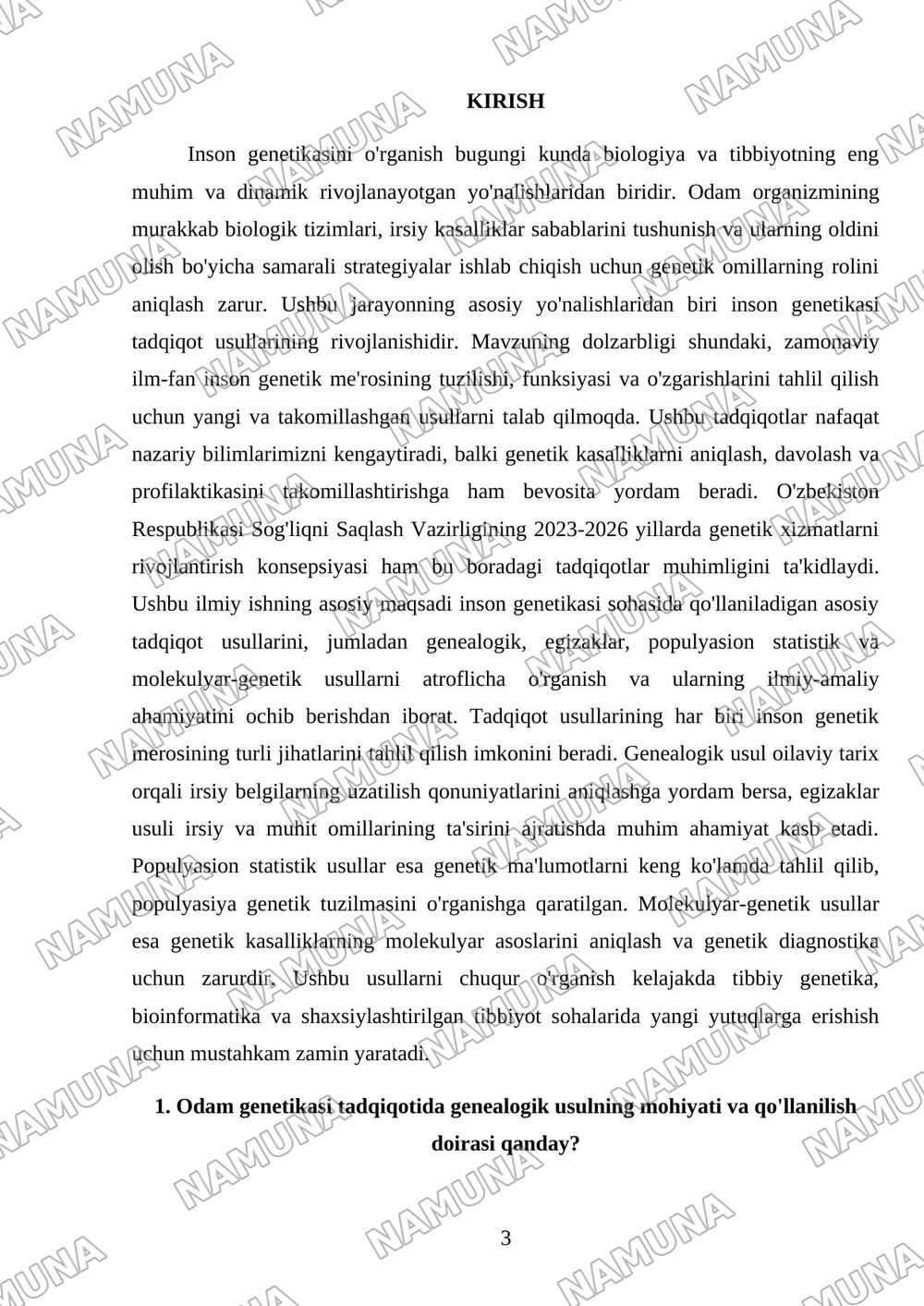 Odam genetikasining o'rganish usullari: genealogik, va egizaklar usuli, populyasion statistic. Genetik usullar — mustaqil ish, 3-varaq
