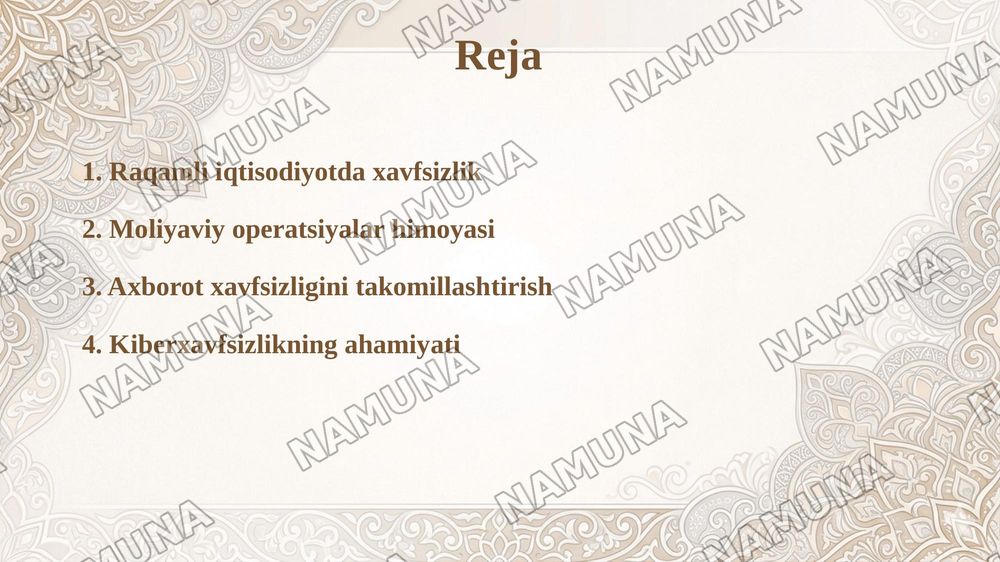 raqamlo iqtisodiyotda axborot xavfsizligini ta'minlash zamonaviy usullari  va vositalari — taqdimot, 2-slayd