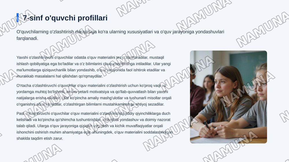 7-sinf yaxshi,oʻrtacha va pas oʻquvchi formati va summativ baholash — zamonaviy taqdimot, 4-slayd