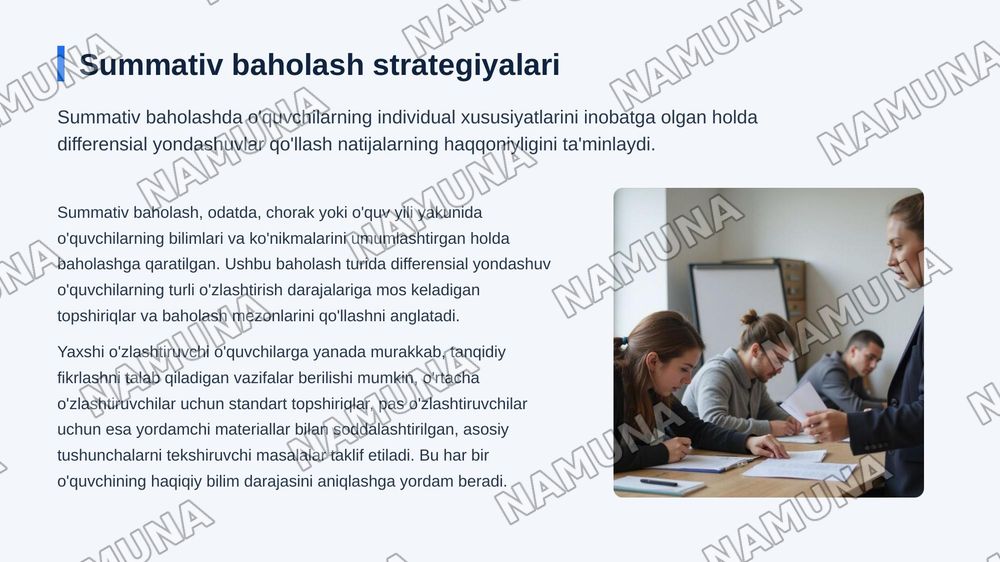 7-sinf yaxshi,oʻrtacha va pas oʻquvchi formati va summativ baholash — zamonaviy taqdimot, 7-slayd